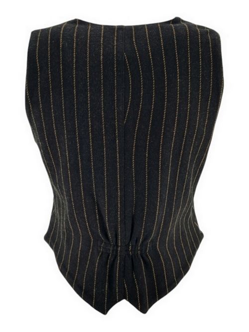 women's vest black and brown pinstriped pattern Good match | AV0209G18